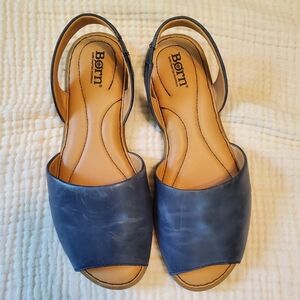 Navy leather sandals
